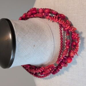 Stunning 5 Strand Coral Choker Necklace